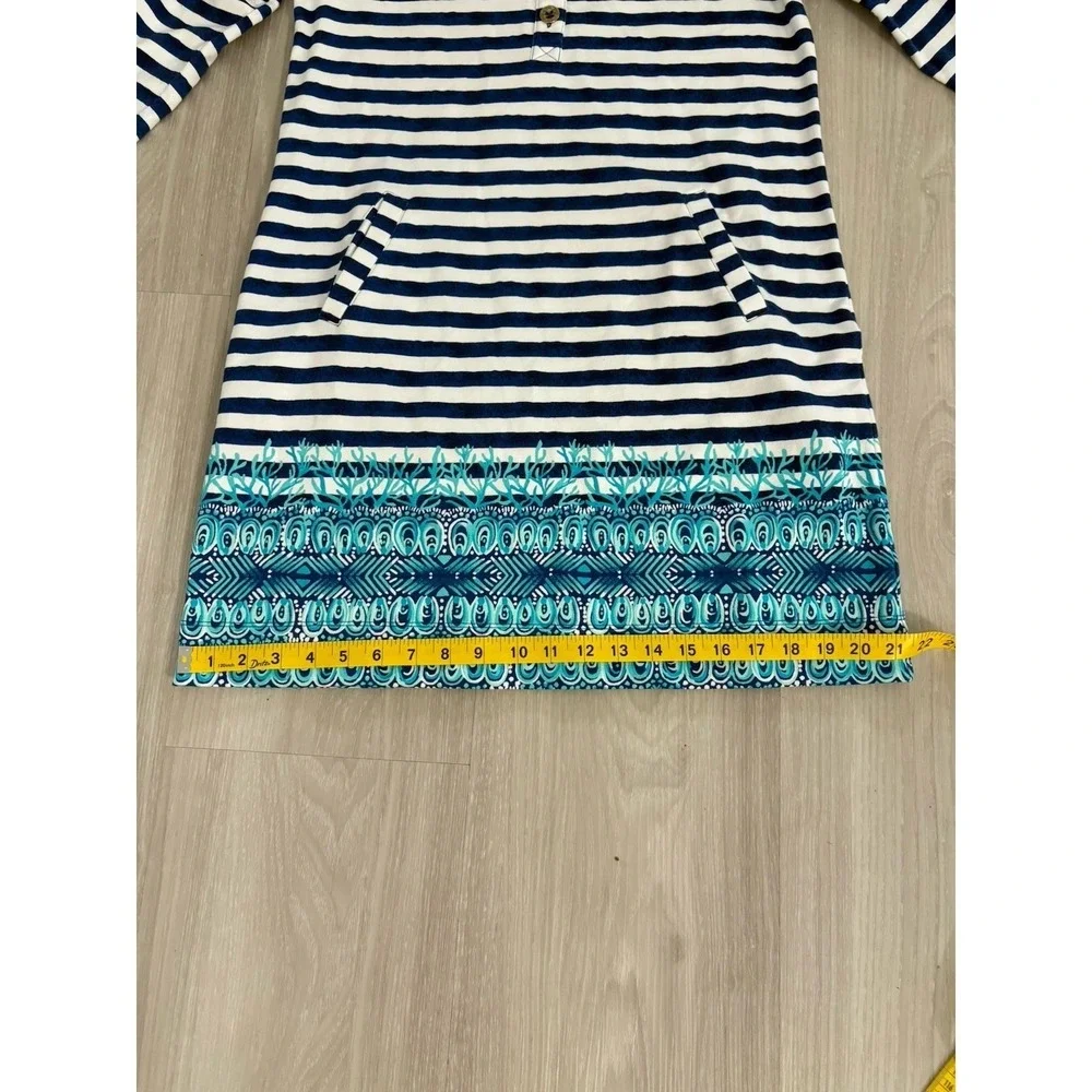 Lilly Pulitzer Women Dress Striped French Terry Navy White Blue Border Print M